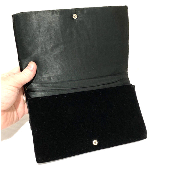 VINTAGE India Clutch Purse Black Velvet Retro Gold & Silver sequins embroidery - Picture 6 of 10